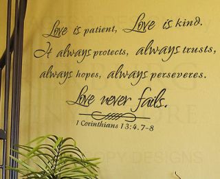 Wall Decal Sticker Quote Vinyl Large Love is Patient Kind Corinthians 