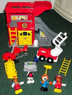 Fisher Price Little People Rescue Ramps Fire Station Playset Truck 