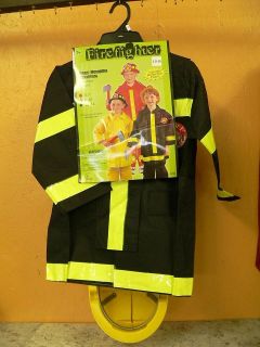 Firefighter Rescue HALLOWEEN Costume dress up Play Yellow Hat black 