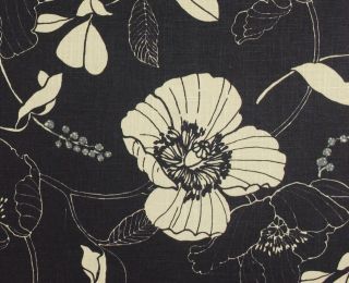   Creek Fabric Swainsboro Onyx / Black & Cream Floral Curtain Fabric
