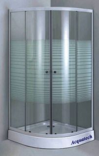 35 Shower Enclosure with Tempered Privacy Glass, Aluminum Frame 