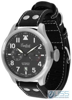 mm or 1.85 inch Engelhardt automatic watch, POWER RESERVE, pilot strap 