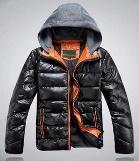 black waterproof lightness mens leather goose down jackets coat 
