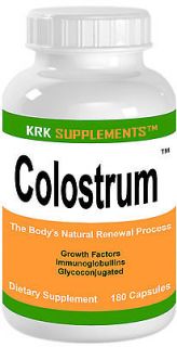   Colostrum 180 Capsules Bovine Pre Milk Protein Muscle KRK SUPPLEMENTS