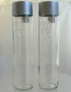 TRENDY VOSS ARTISAN GLASS WATER BOTTLES (2) 12.7oz 375ml EMPTY