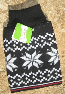   SWEATER ~FOR DOGS/CATS ~(S, M)~ BLACK / WHITE SNOW FLAKES ~ CLOTHES