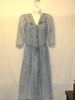 CAROL ANDERSON WESTERN STYLE BUTTON FRONT STONE WASHED BLUE JEAN DRESS 