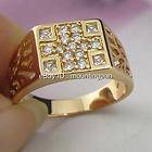   Gold Filled Men CZ Ring SZ9 Zircon Wedding Rings Filigree GF Jewelry