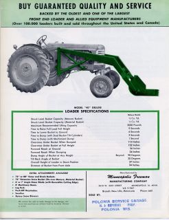Minneapolis Freeman Loaders & Attachments for Oliver Tractors Sales 