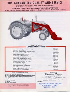Minneapolis Freeman Loaders & Attachments for Cockshutt Tractors Sales 
