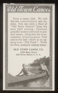 1920 Old Town Maine Canoe company photo print ad