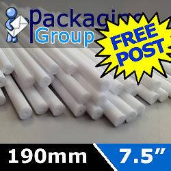 100 190mm (7.5) White Plastic Lollipop Sticks for Lollies Cake Pops 