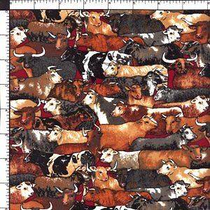 Stampede Ranch Bulls & Cows Western Cowboy Cotton Quilting Flannel 