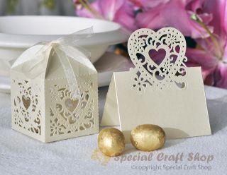   Wedding Favour Boxes Bags & 10 Name Place Cards Table Decorations Set