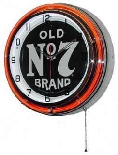   Double Neon Metal Wall Clock   OLD NO 7 Jack Daniels TN Whiskey sign