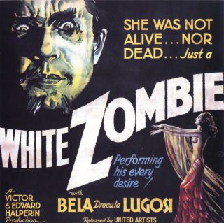 White zombie Bela Lugosi vintage horror movie poster