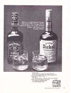   Print Ad 1969 George Dickel Tennessee Whisky With Jack Daniels Bottle