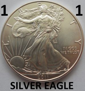 2011 American Silver Eagle One Troy Ounce .999 Fine BU Silver Coin 1 