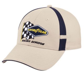 GOODYEAR RACING DIVISION SIGNATURE HAT ~ NAVY/PUTTY ~ NEW ~ Good Year 
