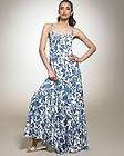   JUICY COUTURE MATERNITY blue white floral smocked modal MAXI DRESS S