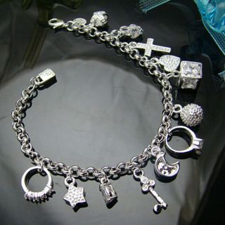 NEW solid silver charms bracelet for xmas gift fashion HOT sell 