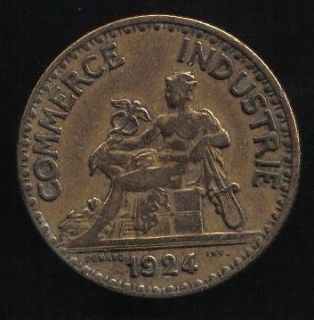 FRANCE 2 FRANCS 1924 French Chamber of Commerce