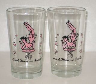 PAIR OF VINTAGE 1950 s   60s MIXED DRINK BAR GLASSES LOOK MA NO 