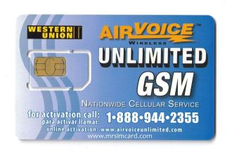 NEW AIRVOICE GSM PREPAID SIM CARD FOR UNLIMITED PLANS OR PAY AS YOU GO