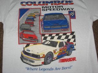   True Vtg 80s COLUMBUS MOTOR SPEEDWAY NASCAR Auto Race Soft T Shirt