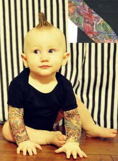 Wild Rose Butterfly Tattoo Sleeve Baby Onsies Black One Piece Shirt 