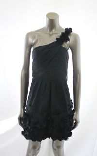BCBG NEW Black Womens Floral Pleated Shutter Evening Dress Size 8P 