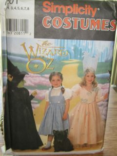 Simplicity Costumes Wizard of Oz Dorothy Witch and Fairy GodMother Sz 