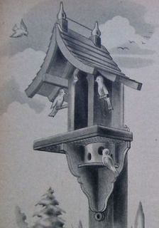   Whimsical BIRD HOUSE FEEDER FEEDING STATION 1947 WOODWORKING PLAN