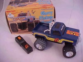 Vintage 80s Radio Shack RC Controlled lifted Chevy Pickup monster 