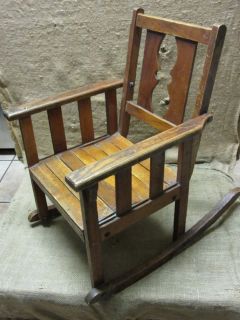 Vintage Childs Wooden Rocking Chair Antique Old Stool Parlor Chairs 