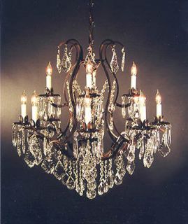 WROUGHT IRON CRYSTAL CHANDELIER **