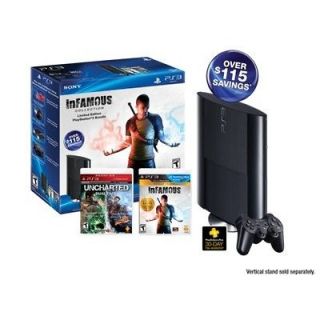   SONY PLAYSTATION 3 PS3 SLIM 250 GB INFAMOUS + UNCHARTED HOLIDAY BUNDLE
