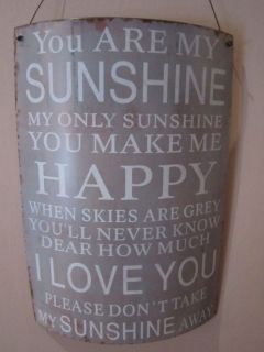 YOU ARE MY SUNSHINE METAL SIGN VINTAGE SHABBY CHIC WALL PLAQUE 