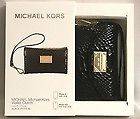 Michael Kors Black Python Leather wallet Clutch Wristlet case for 
