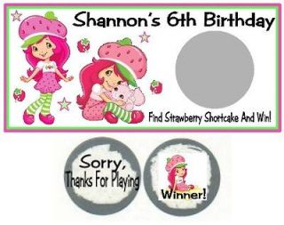 10 Strawberry Shortcake Birthday Party Scratch Off Game Cards