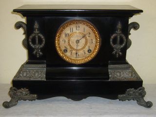 ANTIQUE ANSONIA CLOCK CO. N.Y. 1880 90 CATHEDRAL GONG IRON PARLOR 