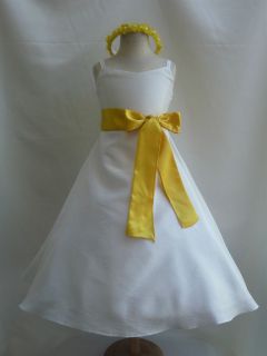 NEW IVORY YELLOW BRIDESMAID EASTER SPRING FLOWER GIRL DRESS 1 2 4 6 8 
