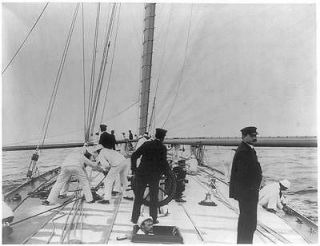 RELIANCE,sailing yacht,handling the spinnaker,c1903