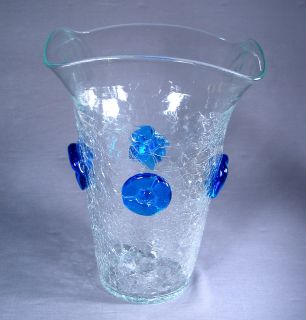   Blenko Crackle Glass Floor Vase C 439 LL 1940s Pre Designer Vintage