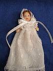 MINIATURE DOLLHOUSE BABY PORCELAIN BABY IN GOWN 5.3CM LONG DOLL DRESS 