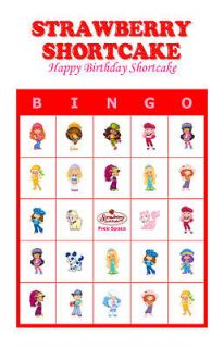 Strawberry Shortcake Birthday Party Game Bingo Cards