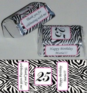 ZEBRA PRINT BIRTHDAY PARTY CANDY WRAPPERS PERSONALIZED