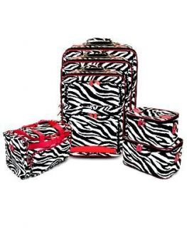 NEW RED ZEBRA (6 Piece) suitcase wheeled Luggage Set
