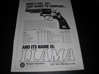 Llama Comanche .357 Magnum Gun Handgun 1987 Magazine Print Ad
