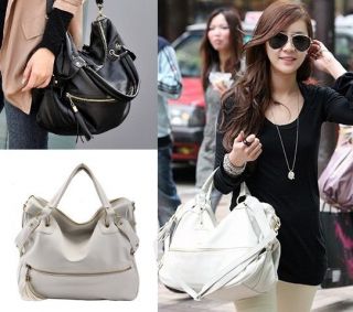 Women Lady Korean Hobo PU Tassel Leather Handbag Shoulder Bag Large 